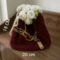 Rose Blossom Crochet Mini Pouch for Girls | Handmade Maroon Floral Potli Bag