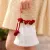 Women's White Crochet Drawstring Bag with Red Roses