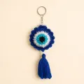 Evil Eye Crochet Keychain & Car Hanging Handmade | 15cm x 5cm | Stylish Protection Charm
