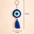 Evil Eye Crochet Keychain & Car Hanging Handmade | 15cm x 5cm | Stylish Protection Charm