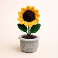 Handmade Crochet Sunflower Pot | 14cm x 6cm | Cute Home Decor & Gift