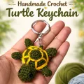 Handmade Crochet Turtle Keychain | Cute Mini Keyring (6cm x 4cm)