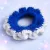 Hand-Crocheted Ruffle Hair Scrunchie - Vibrant Blue & White Waves - 5cm length