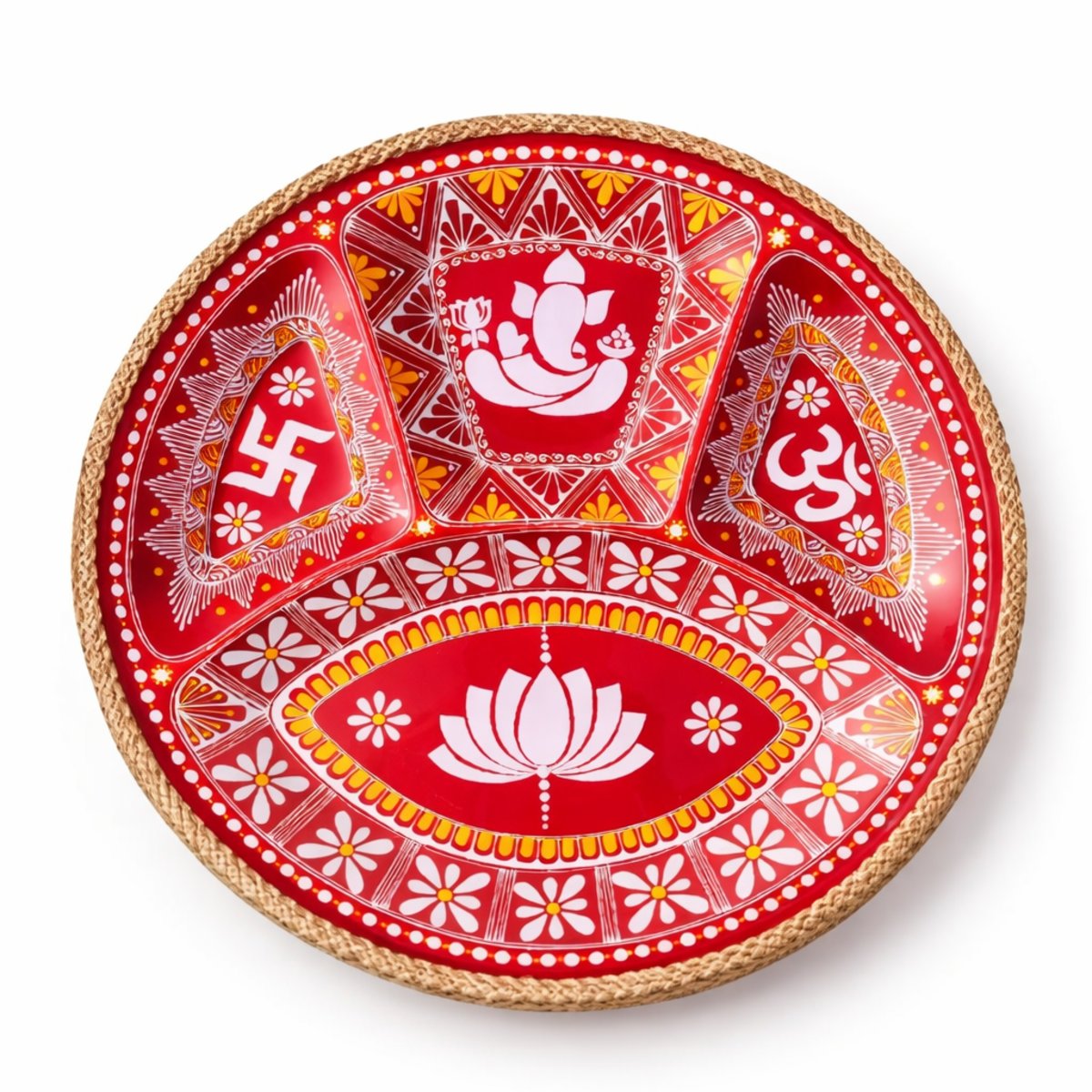 Buy Designer Pooja Thali 25cm | Traditional Ganesha Pooja Plate Online | PahadiKala
