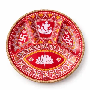 Buy Designer Pooja Thali 25cm | Traditional Ganesha Pooja Plate Online | PahadiKala