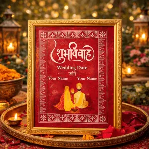 Handmade Aipan Kala Shubh Vivah Wedding Frame (40x30 cm) | Personalized Gift | PahadiKala