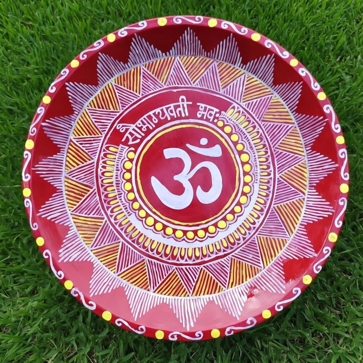 Handmade Om Pooja Thali | Decorative Religious Plate | Traditional Home Decor | PahadiKala