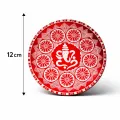 Hand-Painted Ganesha Pooja Thali 12 cm | Red White Decorative Thali