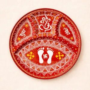 Handcrafted Shubh Labh Puja Thali 30 cm | Traditional Om Design Plate | PahadiKala