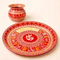 Handcrafted Pooja Thali with Kalash Set 25 cm | Traditional Combo Set
