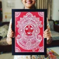 Hand-Painted Goddess Wall Art Frame 30x40 cm | Red White Folk Painting