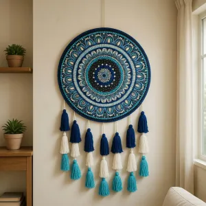 Evil Eye Mandala Wall Hanging (45.7 cm) | Handmade Boho Decor | PahadiKala