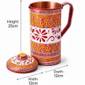 Hand-Painted Aipen Copper Water Jug 25 cm | Traditional Tamba Jug with Lid