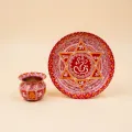 Aipan Pooja Thali with Kalash (30 cm) | Handmade Traditional Decor