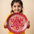 Aipan Ganesh Pooja Thali (30 cm) | Handmade Traditional Decor
