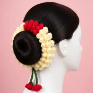 Handmade Crochet Floral Gajra Hair Bun Accessory (25 cm) for Women | PahadiKala