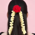 Handmade Crochet Rose Hair Accessory with Floral Gajra (17 cm)