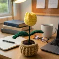 Handmade Crochet Tulip Flower Pot 12cm Cute Decor