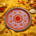 Pahadi Aipan Puja Thali 30x30 cm Handmade