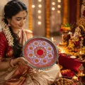 Pahadi Aipan Puja Thali 30x30 cm Handmade