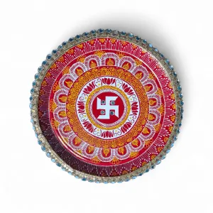 Handcrafted Swastik Pooja Thali 30×30 cm | PahadiKala
