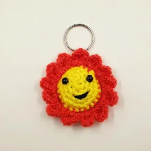 Handmade Smiling Lion Sun Keychain 8cm | Cute Wool Crochet Key Ring Gift | PahadiKala