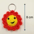 Handmade Smiling Lion Sun Keychain 8cm | Cute Wool Crochet Key Ring Gift