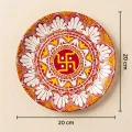 Traditional Handcrafted Red Swastik Decorative Plate - 20 cm | Buy Online