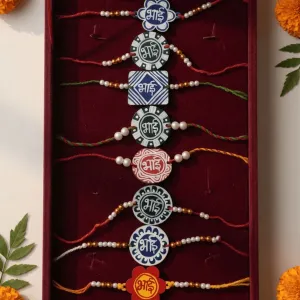 Handmade Aipan Rakhi Set of 8 | Traditional Bhai Rakhi | PahadiKala