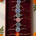 Handmade Aipan Rakhi Set of 8 | Traditional Bhai Rakhi