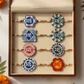 Handmade Aipan Rakhi Set of 8 | Traditional Bhai Rakhi