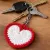 Handmade Crochet Heart Keychain 6 cm | Cute Red White Keyring Gift