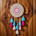 Hand Painted Mandala Wall Hanging 8 Inch Boho Decor