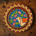 Handmade Lippan Pichwai Art Wooden Wall Hanging 11 Inch