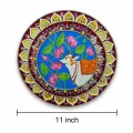 Handmade Lippan Pichwai Art Wooden Wall Hanging 11 Inch