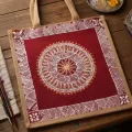 Hand-Painted Aipan Jute Bag with Zipper 14×14 Inch