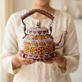 Handcrafted Pahadi Aipan Art Decorative Kettle – 14 cm