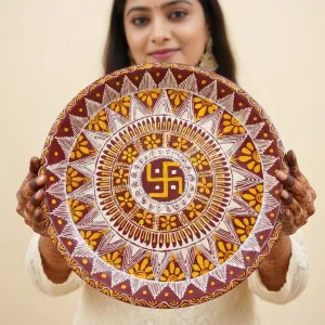 Pahadi Aipan Art Thali 30 cm | Traditional Decor | PahadiKala