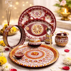 Handmade Karwachauth Pooja Thali Set | Traditional Festive Combo set | PahadiKala