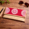 Handmade Aipan Art Hand Purse 9x5 Inch | Ethnic Jute Purse