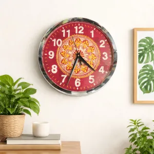Pahadi Aipan Art Wall Clock 27 cm | Mandala Decor | PahadiKala
