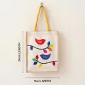 "Handpainted Birds Jute Tote Bag - 24cm x 15cm | Handmade"