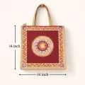 Handcrafted Aipan Art Jute Bag 14x14 Inch Eco Friendly Tote