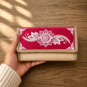 Handmade Jute Aipan Art Purse for Women 9x5 Inch | PahadiKala