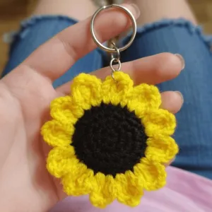 Handmade Sunflower Keychain 5 cm | Crochet Flower Bag Charm | PahadiKala