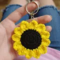 Handmade Sunflower Keychain 5 cm | Crochet Flower Bag Charm