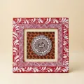 Traditional Red ईजा Aipan Wall Frame 18x18 cm | Om Mandala Decor