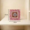 Traditional Red ईजा Aipan Wall Frame 18x18 cm | Om Mandala Decor