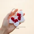 Handmade Crochet Butterfly Keychain 5cm | Cute Red White Keyring