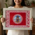 Handcrafted Aipan Glass Frame | Traditional Kumaoni Art Wall Decor | Ethnic Red Handmade Frame for Home & Pooja 15*18cm